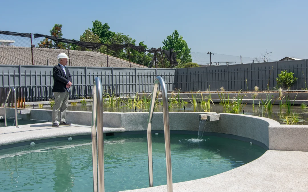 Empresa BIOANTU logra la primera piscina natural de uso público de Chile y Latinoamérica mediante depuración con plantas acuáticas en Be Smart, San Miguel.